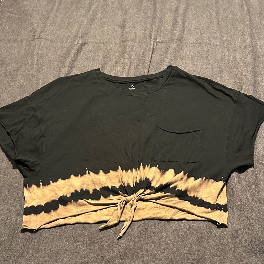 Aerie Black and Tan Tie-Dye Crop Top
